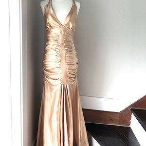 Jessica McClintock Champaign Gold Mermaid Gown